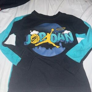 Jordan Black Long Sleeve Tee with Teal Sleeve Panels